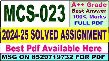 MCS 023 solved assignment 2024-25 || mcs 023 solved assignment 2025 in English || ignou mcs23 2025