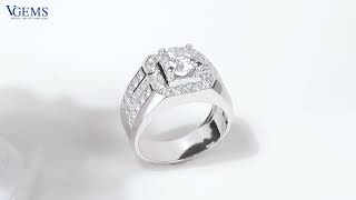 Nhẫn Nam Vàng Trắng Full Moissanite Cao Cấp - Rm023