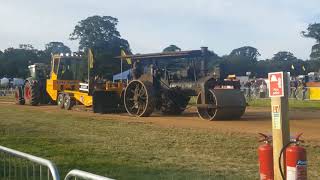 Absolute Most Awesome Mclaren Steam Roller No. 1148 pulling a heavy sled