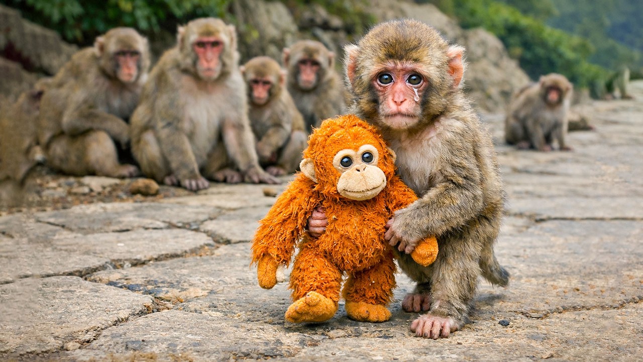 Punch, Sad Baby Monkey Abandoned by Mother Finds Love in Orange Stuffed Orangutan Toy🧡 