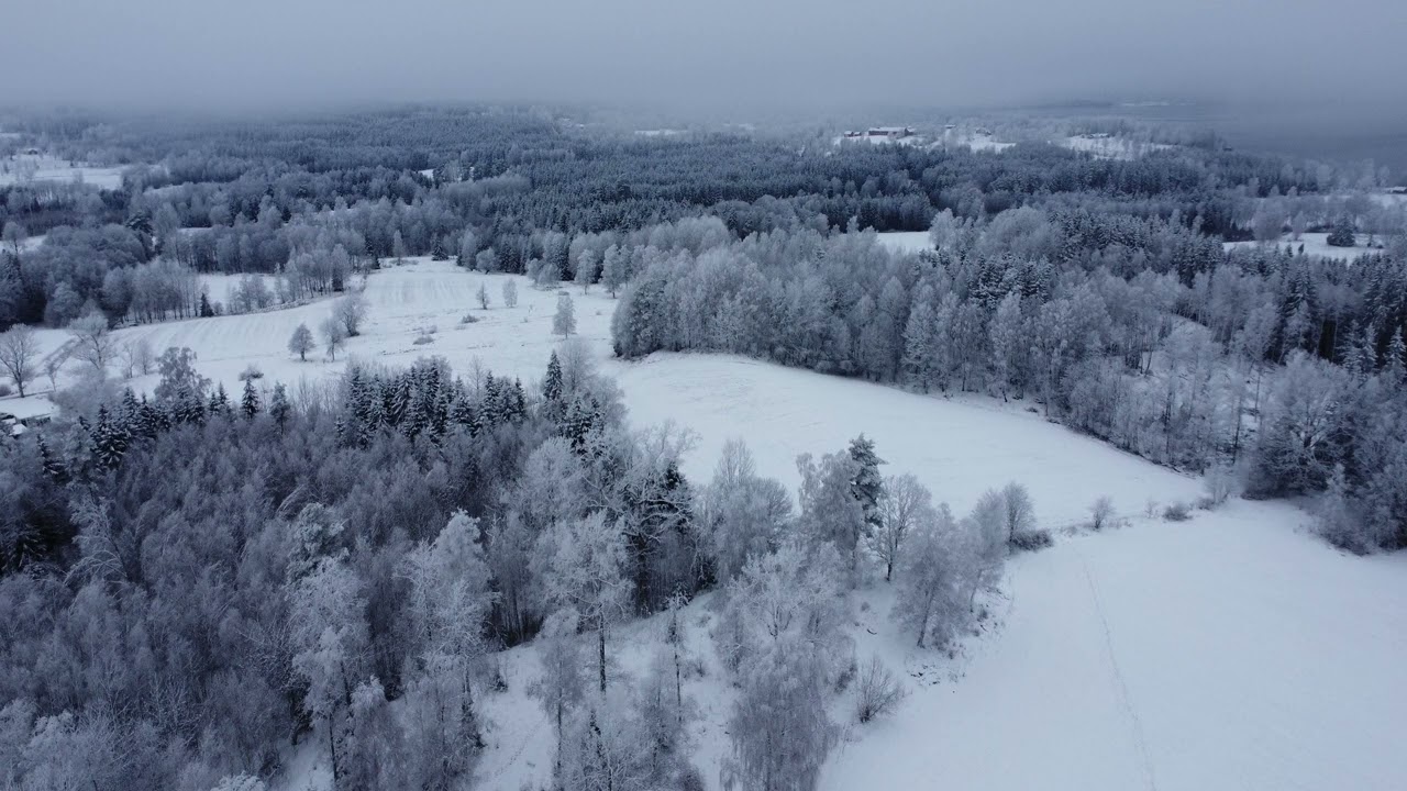 Del 2. Vinterflygning med Rimfrost över sjötorp och dalabyn!