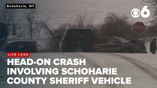 The Scene of the head-on crash involving a Schoharie County Sheriff vehicle