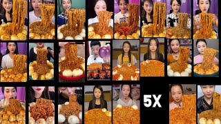 5x Speed Spicy First Noodles Eating Challenge...🤤#asmr #eating #noodles #foodeating #mukbang 🧿