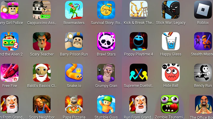 Roblox,Poppy Playtime 4,Scary Stranger 3D,Capuchino Assassino,Run From Grandpa,The Office : Boss....