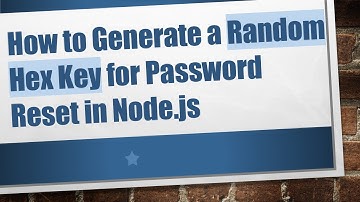 How to Generate a Random Hex Key for Password Reset in Node.js