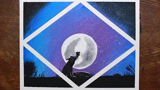 acrylic silhouette wolf painting beginners butterfly