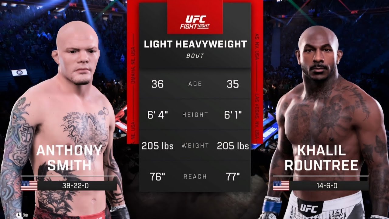 Anthony Smith vs Khalil Rountree FULL FIGHT - UFC 5 SIMULATION (AI vs AI)