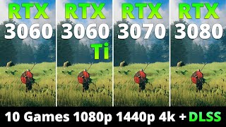 RTX 3060 vs RTX 3060 Ti vs RTX 3070 vs RTX 3080 - 10 Games 1080p 1440p and 4k + DLSS