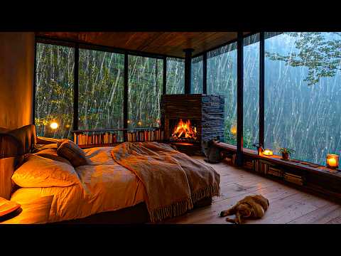 Rain Sounds for Sleeping No Ads - Natural Sounds of Rain and Fireplace & Thunder for Deep Sleep
