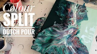 (102) Colour Split Dutch Pour ~ Green, Blue and Red Dutch Pour ~ Acrylic Pour.