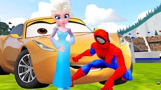 Spiderman and Queen Elsa from cartoons Frozen for kids #shorts