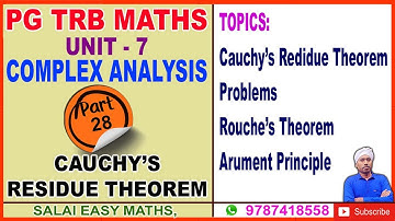 PG TRB MATHS | UNIT 7 | COMPLEX ANALYSIS | PART 28 | CAUCHY
