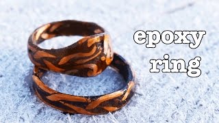 The Ring in the Epoxy "Stone" - Brass, Ebony, and Inlay of Braided Copper