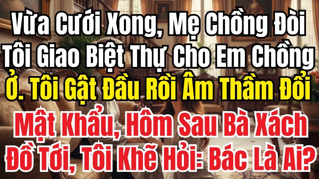 Vừa Cưới Xong Mẹ Chồng Đòi Tôi Giao Biệt Thự Cho Em Chồng Ở Tôi Gật Đầu Rồi Âm Thầm Đổi Mật Khẩu Nhà