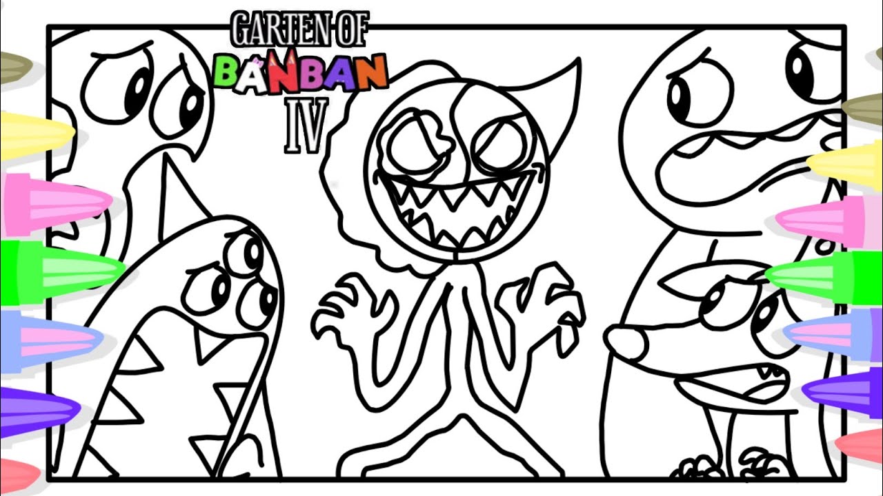 Garten of Banban 4 Coloring Pages | SYRINGEON, NABNAB,JUMBO JOSH,QUEEN ...