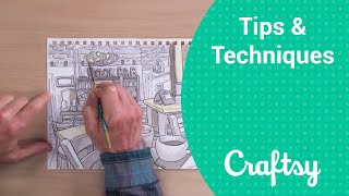 Sketching Interiors: How to Add Color to Ink Contour Drawings