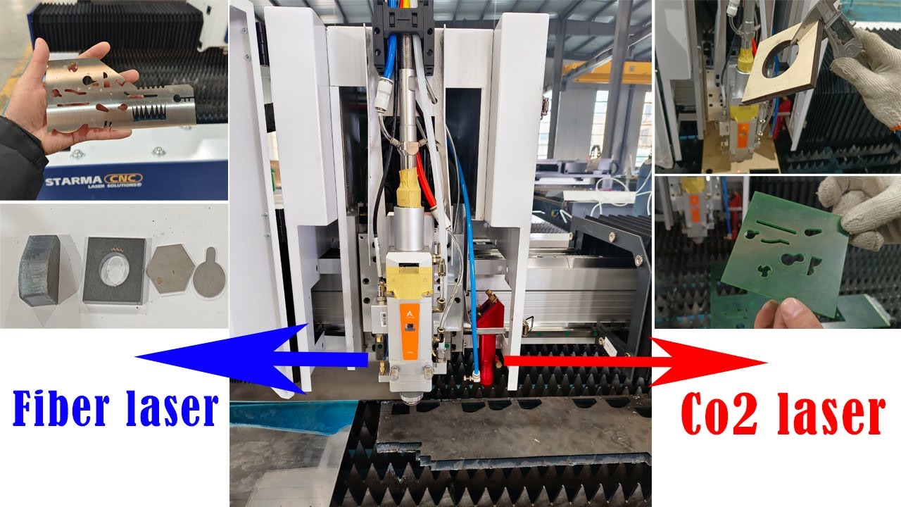 China STARMA 2in1 fiber co2 laser cutting machine 3015 5x10ft 3000W with 150W for metal and nonmetal