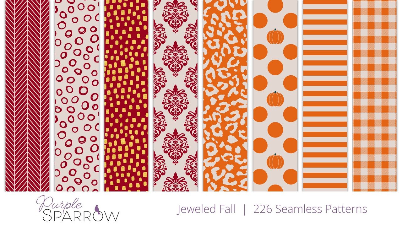 Jeweled Fall Seamless Patterns  |  226 PNG Files