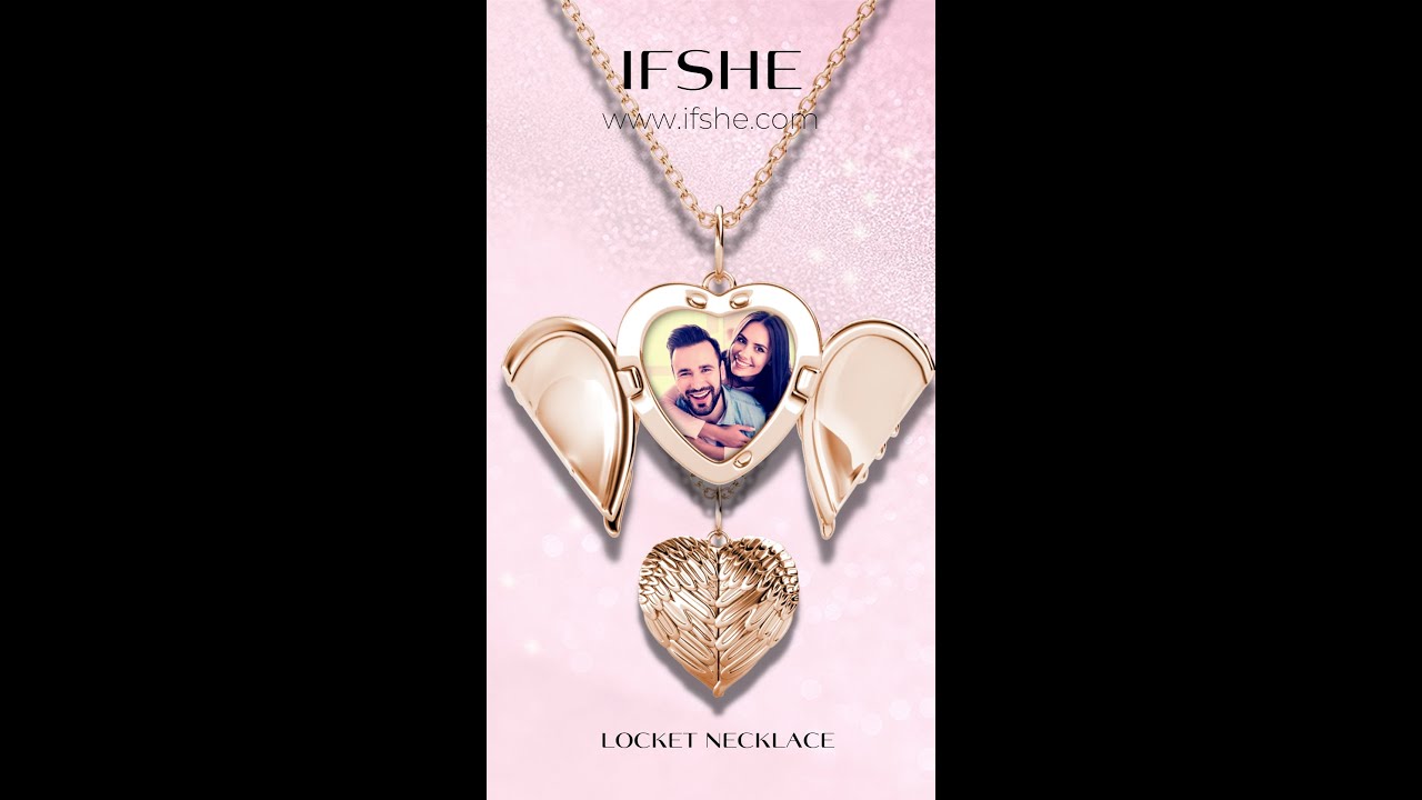 Heart Photo Locket Necklace with Picture Inside - Rose Gold