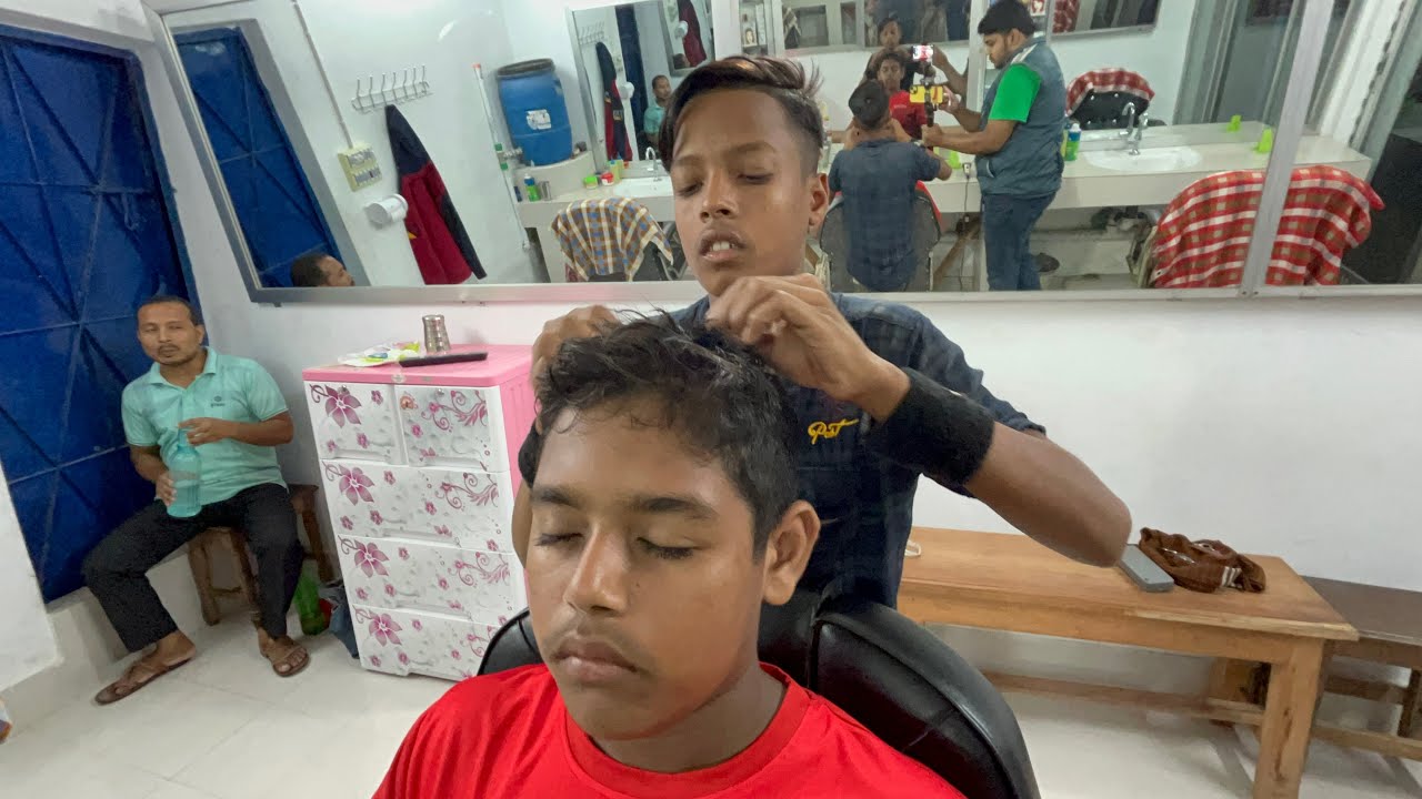 ASMR KID Barber Massage For My Little Brother Head, Neck, Back