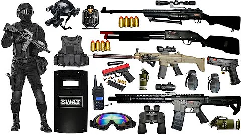 Special Forces Military Toy Gun Set Unboxing, SCAR L Rifle, 98K AWM, Shotgun, Colt M1911, Glock toys