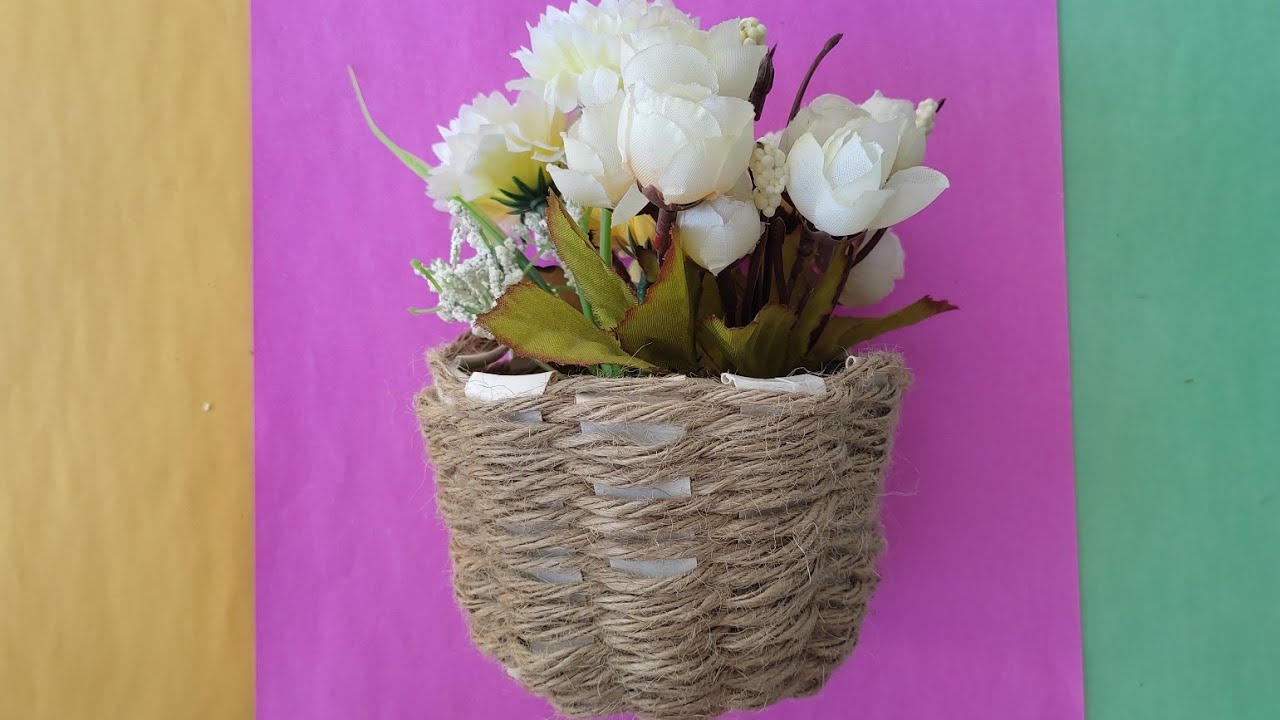 DIY Paper Cup Flower Basket/Mini Wicker Basket - YouTube