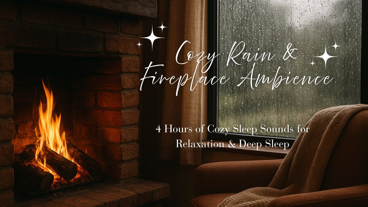 Fireplace & Rain Ambience | 4 Hours of Cozy Sleep Sounds for Relaxation ...
