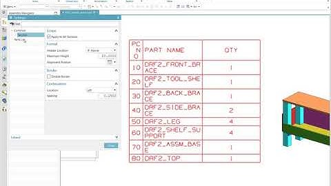 Parts List in NX Drafting