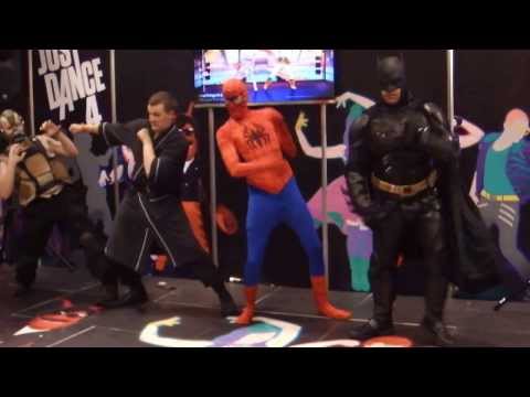 Batman, Spiderman, Bane, and a Jedi dance to "The Final Countdown"