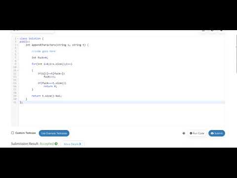 Append Characters to String to Make Subsequence Leetcode Solution