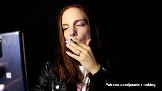 Smoking a Sugar Cigarette in My Leather Outfit