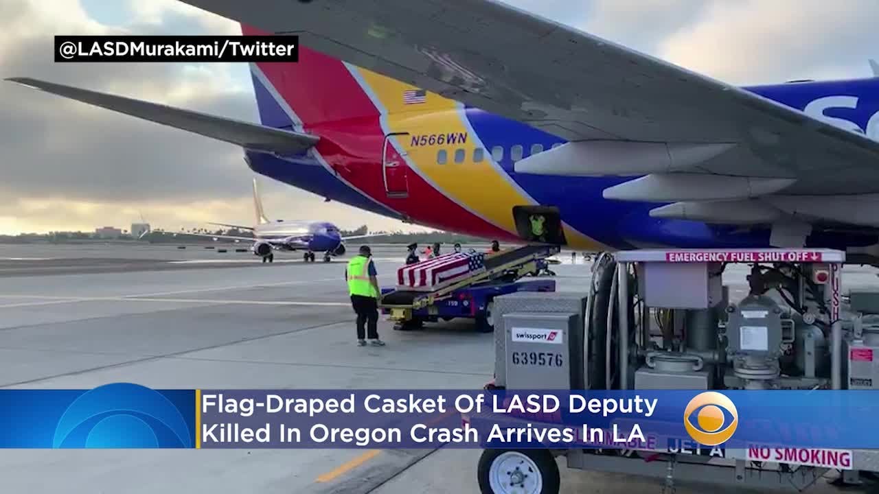 Flag-Draped Casket Of LASD Deputy Killed In Oregon Crash Arrives In LA