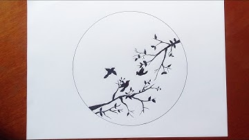 How to Draw Tree Couple Silhouette Step by Step || How To Draw Tree Silhouette Step by Step || 2020