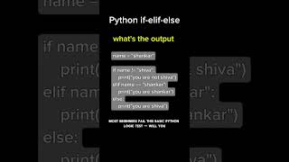 Details Hello You can’t solve this basic Python logic #shorts #short #python #ifelse #code #youtubeshorts Update