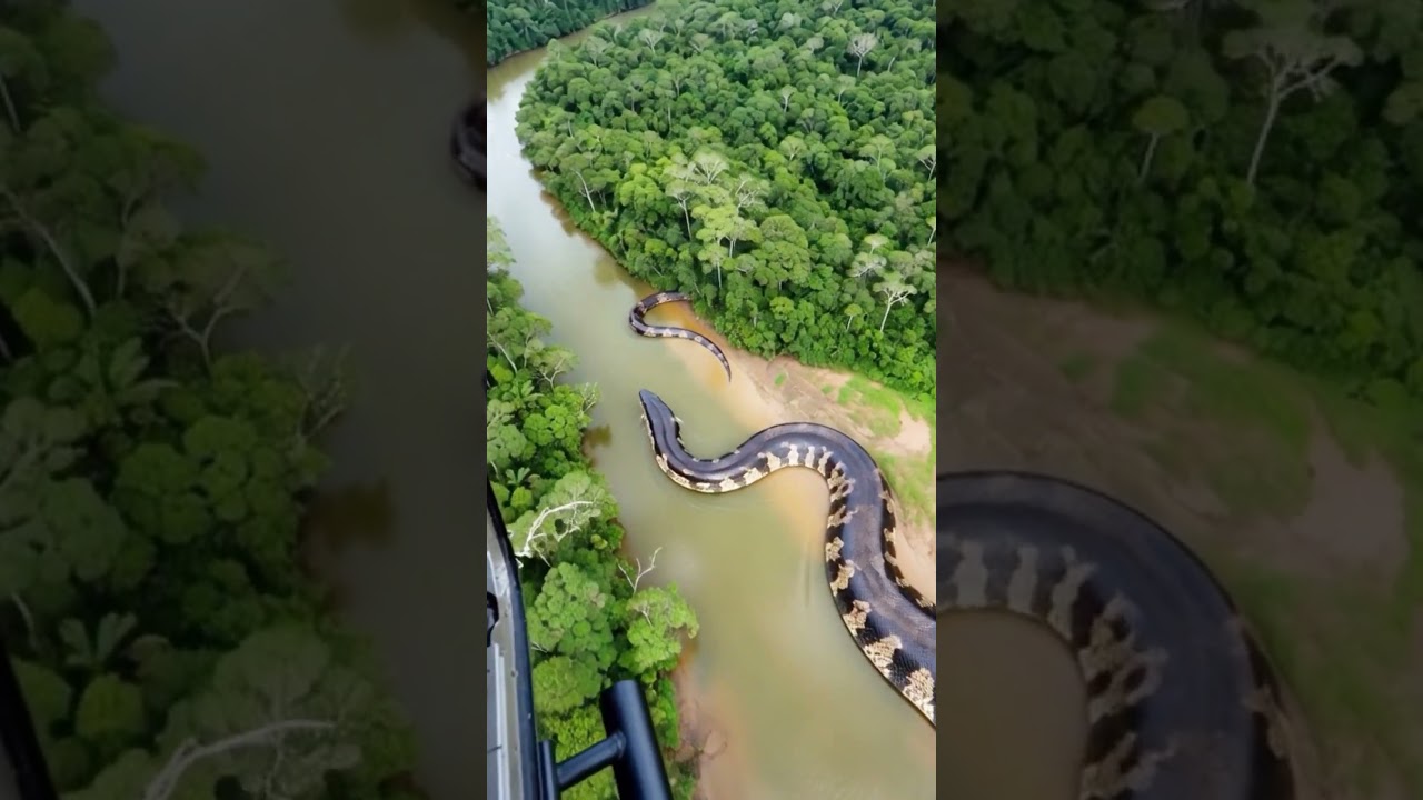 Giant Snake Spotted From Helicopter in Deep Jungle