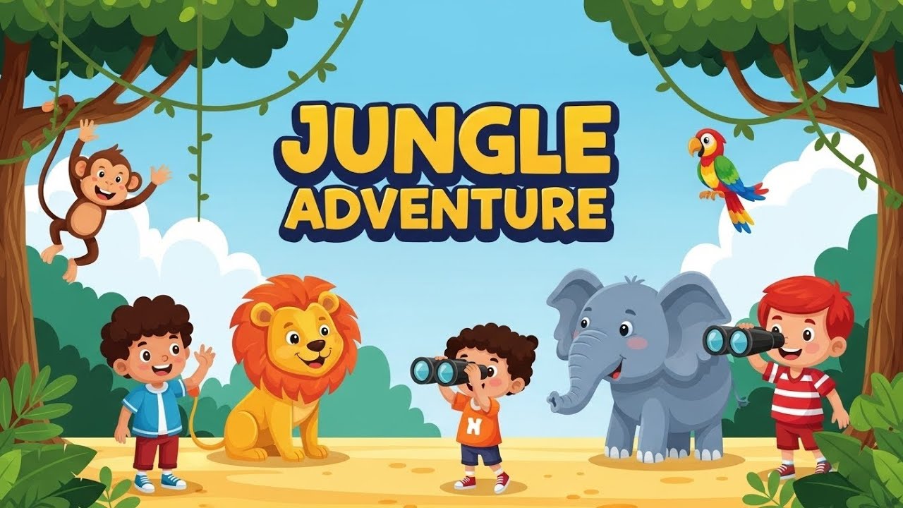 🌴🦁 Jungle Adventure 🎵 | Fun Learning Song for Kids | Happy Tale & Tune