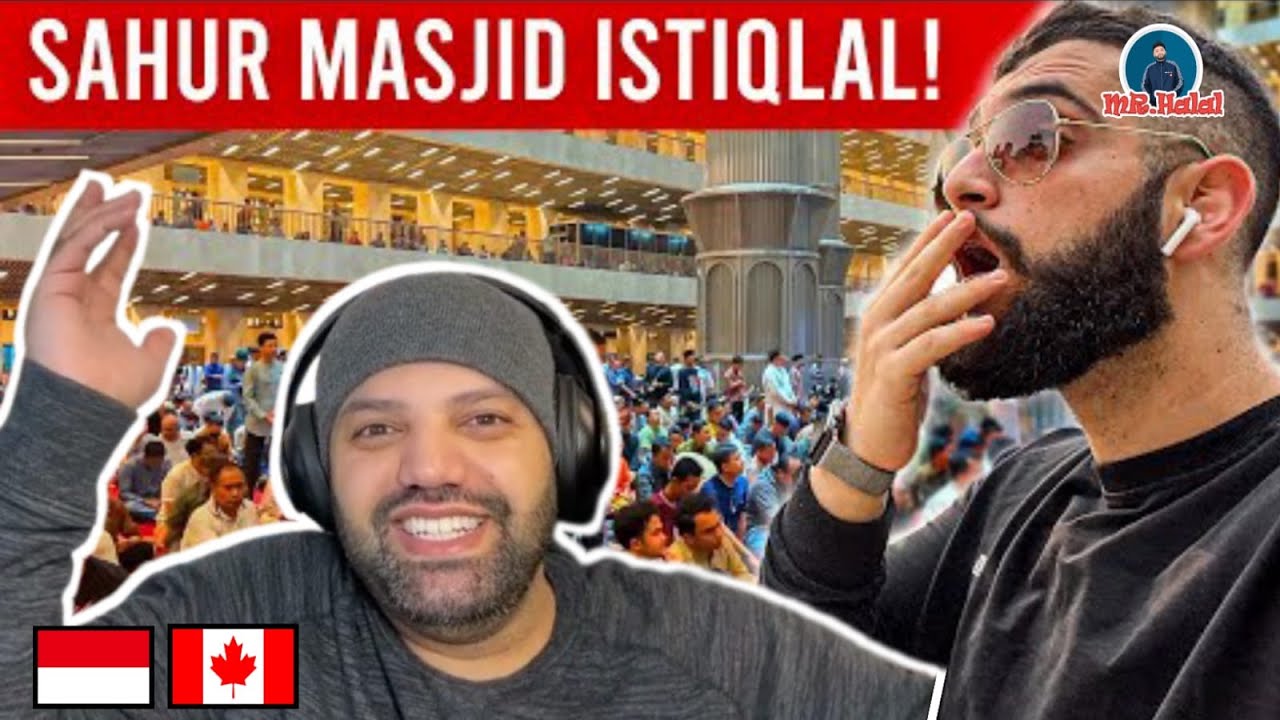 Masjid Istiqlal Before Sahur❗️🇮🇩 - They give me FREE Food! - Ramadan vlog | MR Halal Reaction