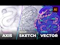 Shiny Snake Illustration Process - Sketching on Paper and Paiting on Illustrator