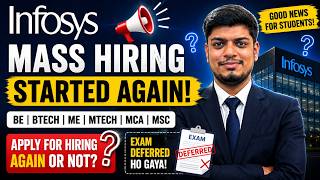 Infosys MASS Hiring (Apply again or Not ) | BE BTECH ME MTECH MCA MSC | Exam Deferred/Cancelled!