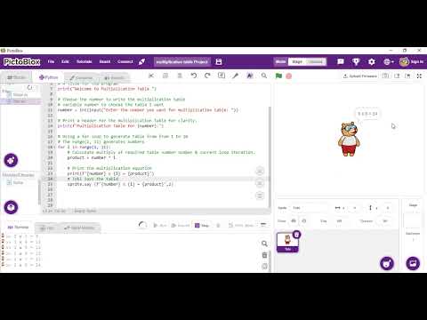 Multiplication Table_ Python Editor_PictoBlox