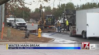Capital Blvd. reopens about 20 hours after Raleigh water main break