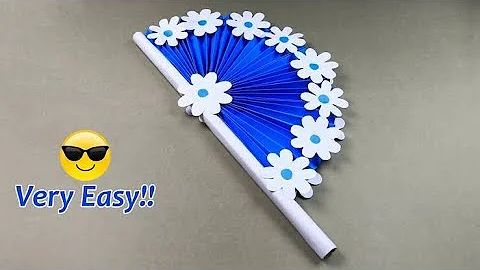 How to make diy hand fan out of colored papers  - craft Ideas