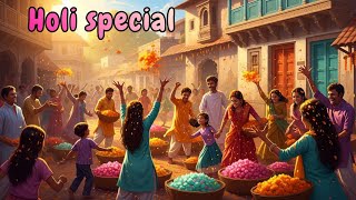 Phoolon Ki Holi 🌸 | Peaceful Holi ASMR in Indian Ghibli Style. screenshot 5