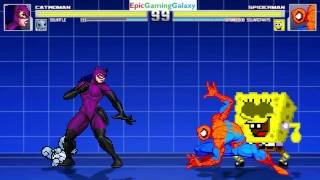 SpongeBob SquarePants & Spider-Man VS Catwoman & Squirtle The Pokemon In A MUGEN Match / Battle screenshot 5