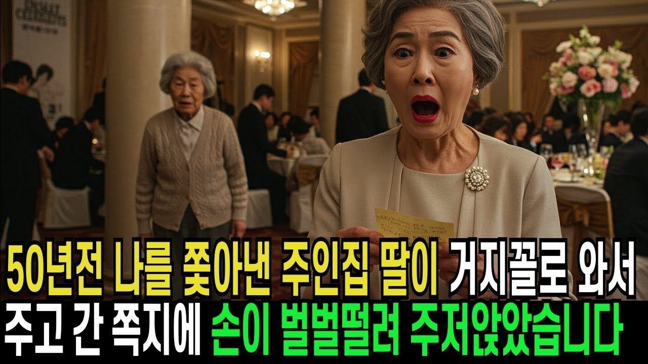 50년전 나를 쫓아낸 양장점 딸이 거지꼴로 와서 주고 간 쪽지에 벌벌떨려 뒤집어 엎었습니다
