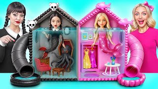 One Colored House Challenge  Barbie Vs Wednesday Mermaids By Multi Do Girls