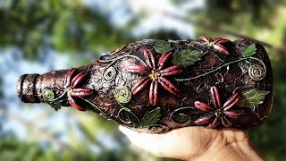 Antique Bottle Art For Beginners || Bottle Art From Waste Material || Date Seed Craft || DIY Craft.