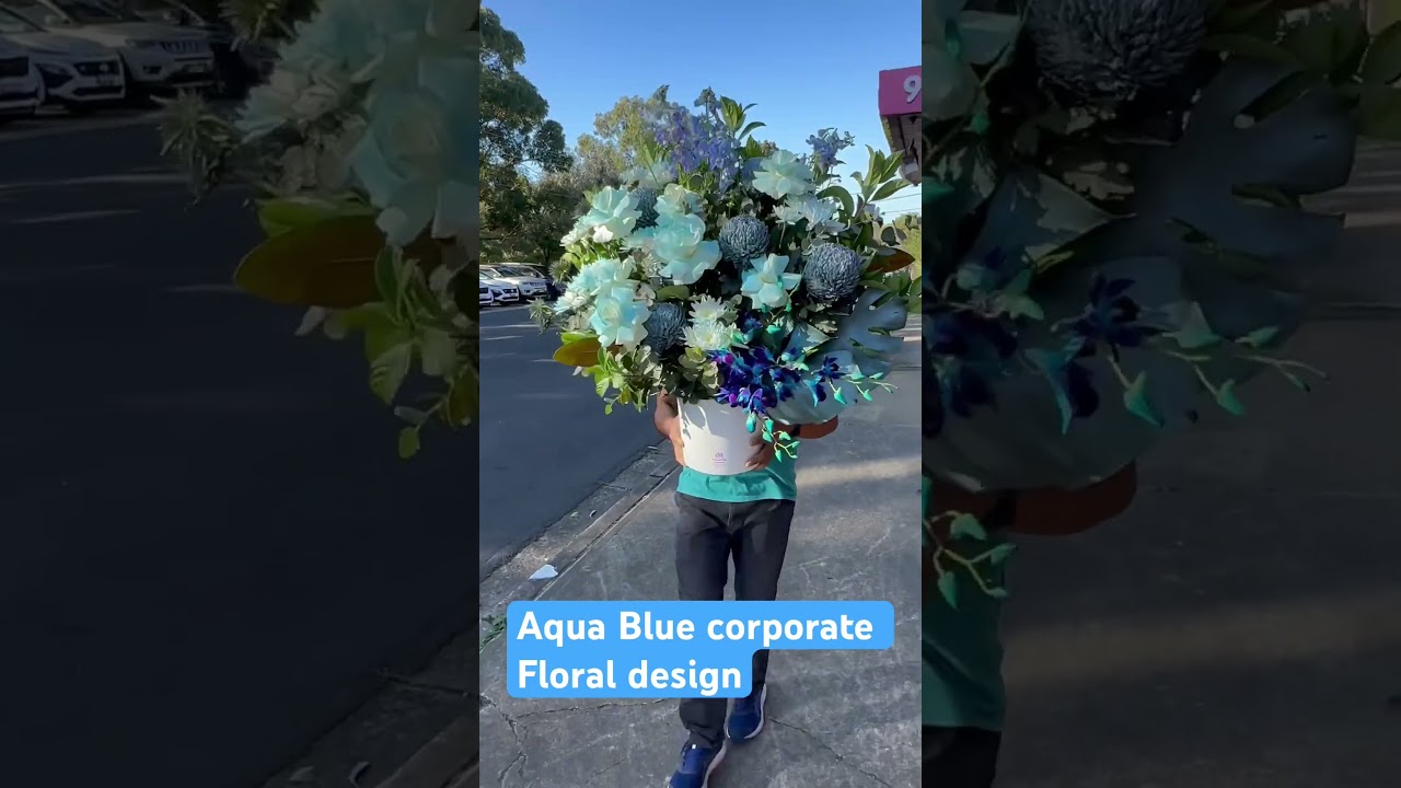 Aqua Blue Floral Design 