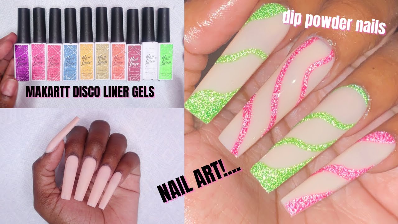 BEGINNER FRIENDLY DIP POWDER NAILS & NAIL ART USING MAKARTT DISCO LINER