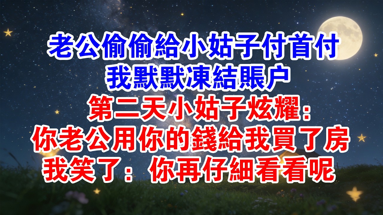 老公偷偷給小姑子付首付，我默默凍結帳戶，第二天小姑子炫耀：你老公用你的錢給我買了房，我笑了：你再仔細看看呢！#情感故事 #爽文 #家庭 #婚姻 #小說 #人生 #情感 #大女主 #小說推薦 #婆媳